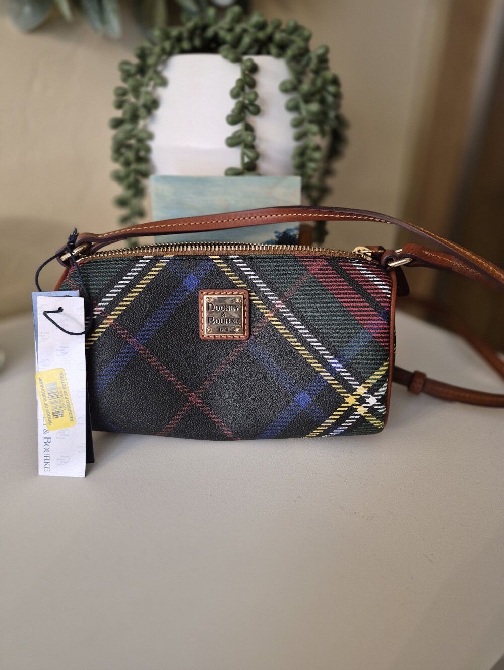 Dooney & Bourke Black Multicolor Plaid Crossbody